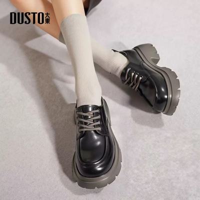 乐福鞋拼色英伦小皮鞋深口单鞋