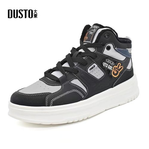 大东休闲鞋男24冬季新款时尚平底中跟圆头系带男鞋24D1141