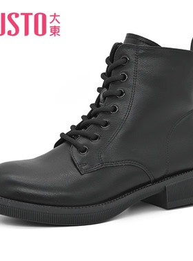 大东23年冬季新款时尚简约车缝线低跟粗跟侧拉链女短靴23D3758