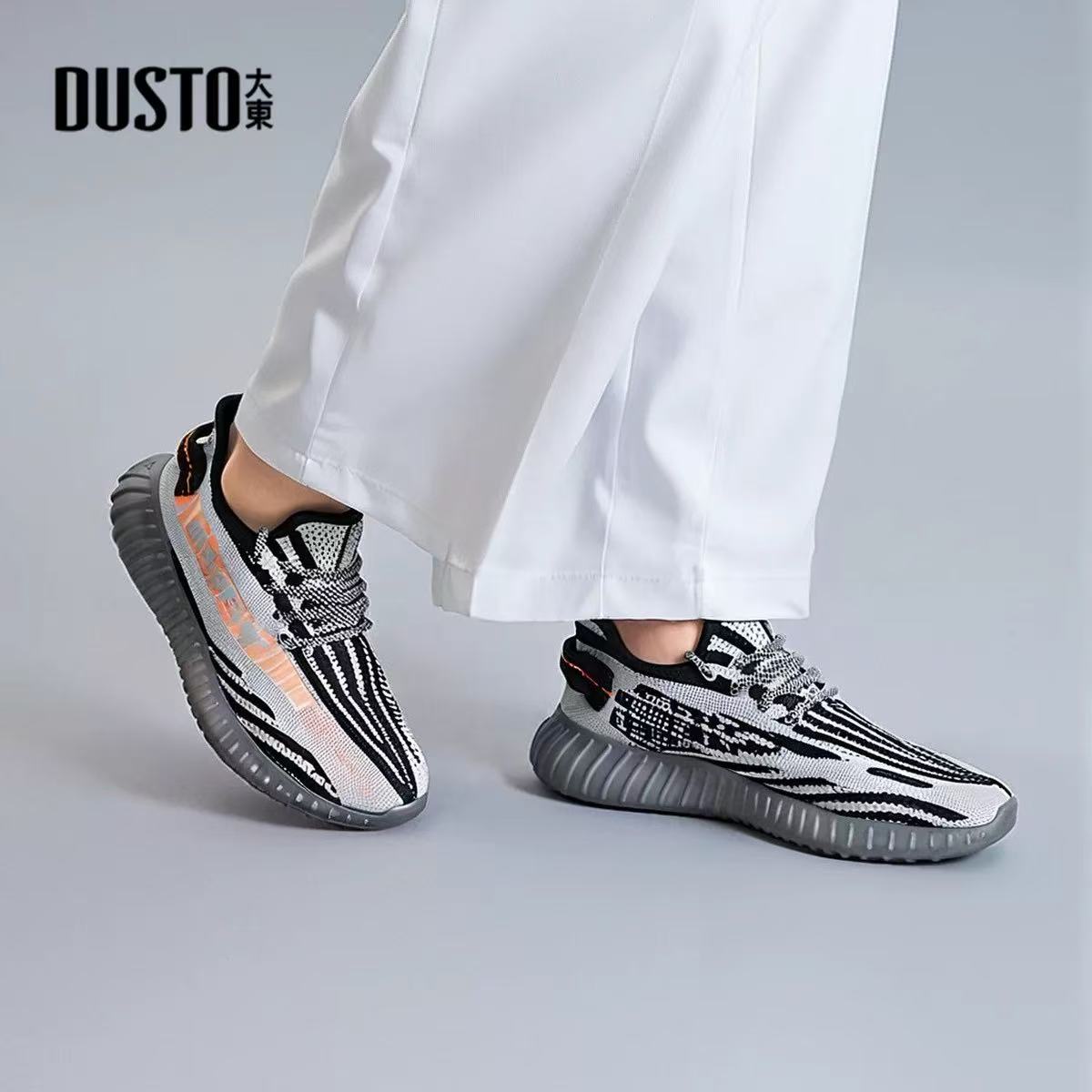 大东运动23年春季新款休闲飞织拼色拼接圆头系带平底男鞋23C7326