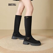 大东长筒靴2024冬季 优雅舒适圆头粗跟中跟套筒女鞋 新款 时尚