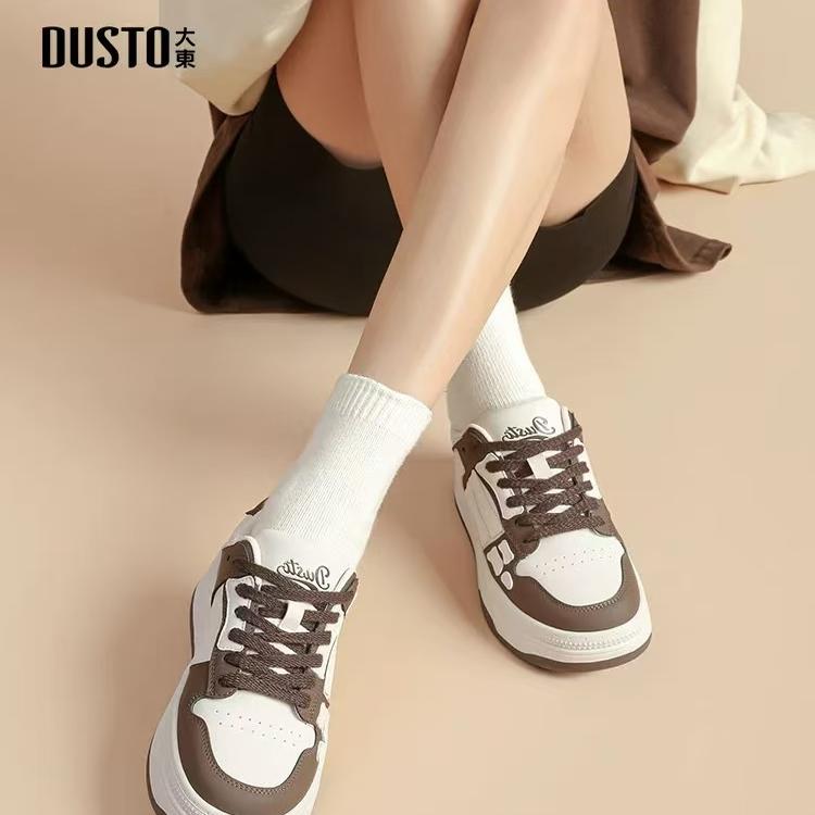 中跟时尚休闲圆头系带小白鞋厚底
