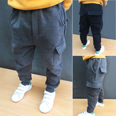 中大童男童加绒运动休闲长裤 宽松外穿女 子宝宝外裤 小孩卫裤 儿童裤