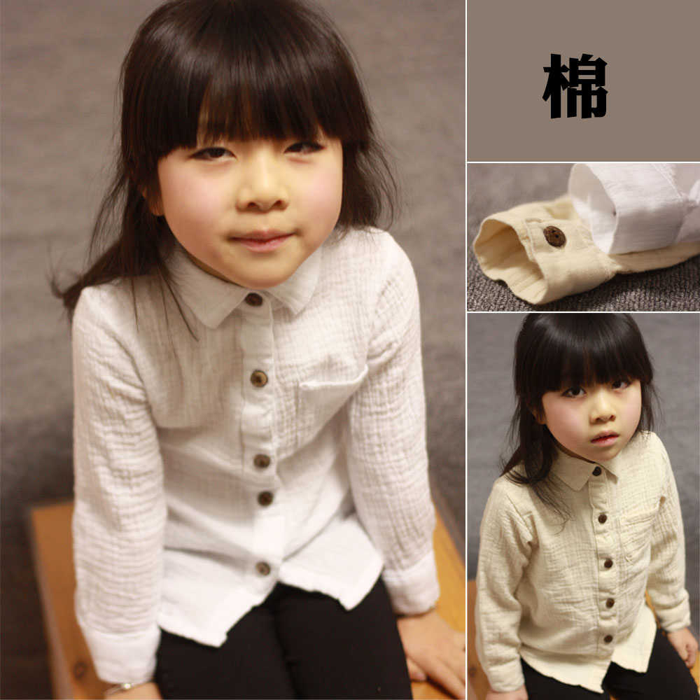 中小童春秋季褶棉棉麻