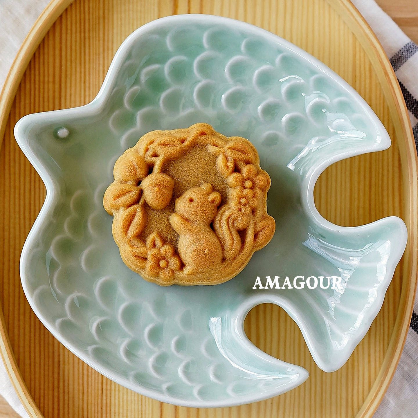 AMAGOUR原创 50克松鼠硕果累累绿豆糕月饼模具中秋月饼手压式模具