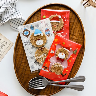 AMAGOUR安柚  圣诞节卡通熊仔饼干包装袋自粘袋玛德琳蛋糕包装