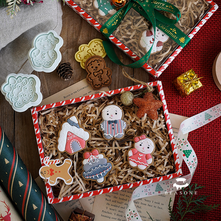 新年圣诞节姜饼男孩女孩圣诞树姜饼屋黄油饼干糖霜模具4件套