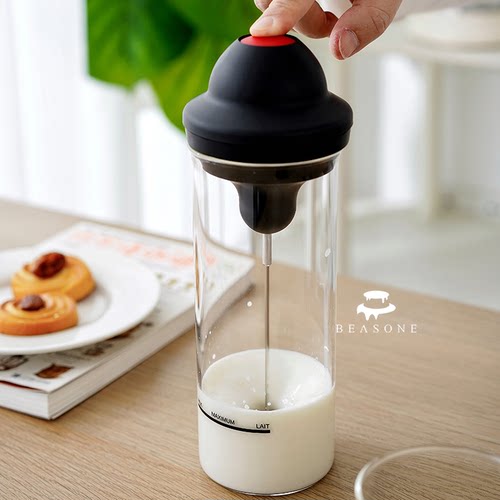 304不锈钢耐高温高硼硅玻璃咖啡牛奶打泡器奶泡杯打发器