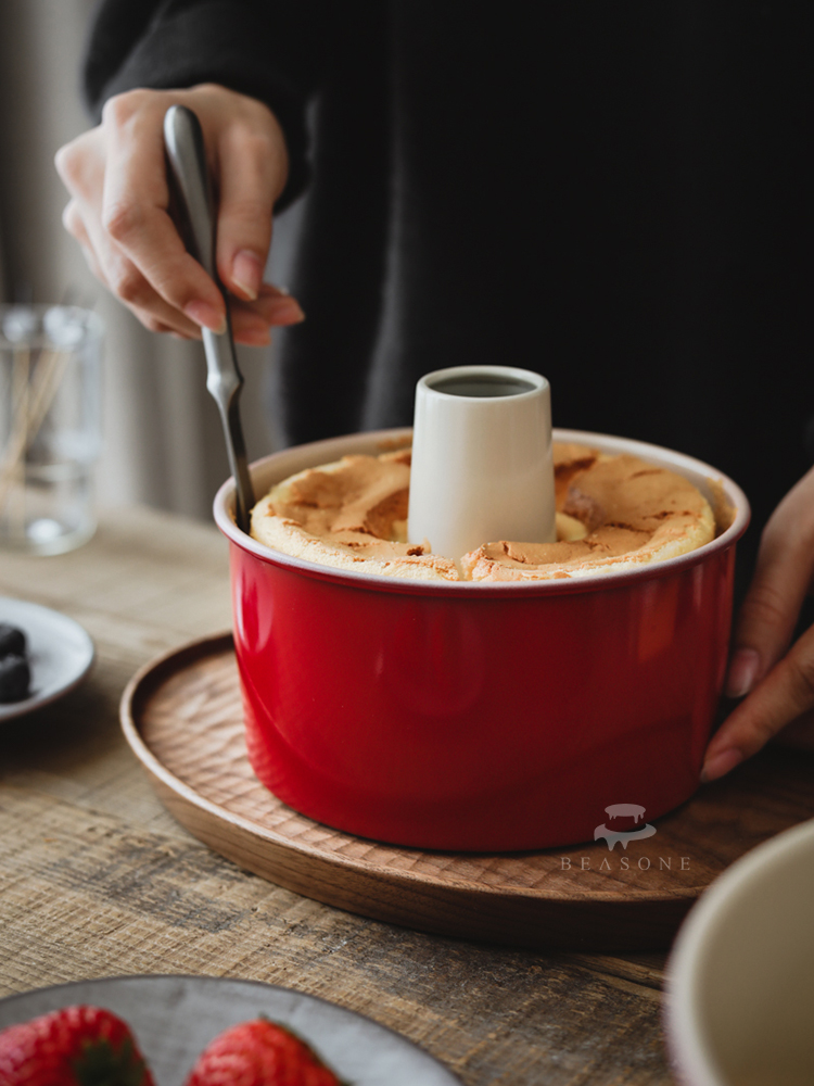 中国红两用中空戚风海绵芝士乳酪古早蛋糕烤盘活底烟囱模具6寸8寸