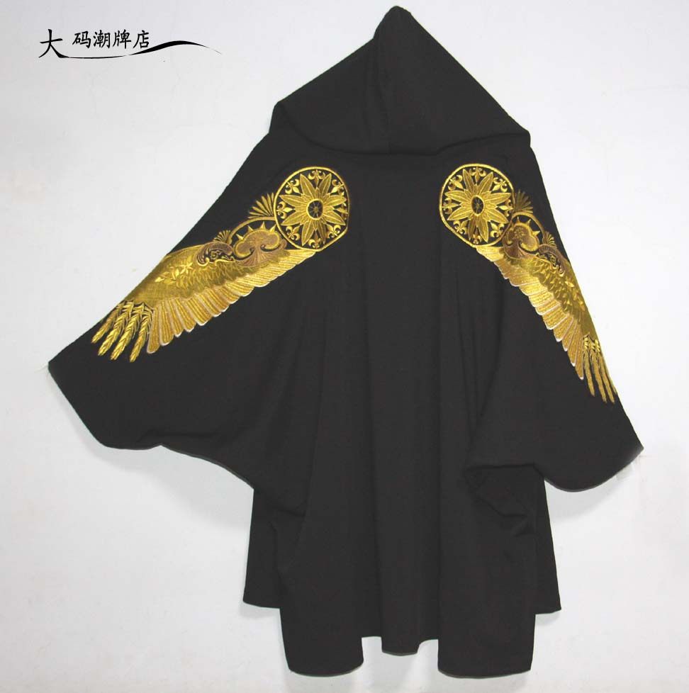 潮牌卫衣男连帽宽松风衣开衫中长款个性刺绣外套披风斗篷男蝙蝠衫,男装,卫衣,淘宝优惠券,粉丝福利购,淘宝优惠卷