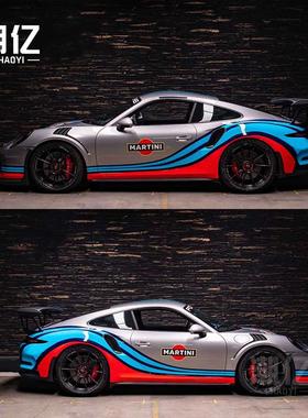 保时捷1纸9天Panr718饰画Tac车91汽车贴18马尼拉花amea装贴yan贴