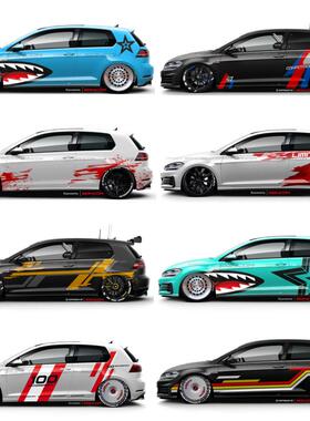 改Pol45 a5福网红花大高尔夫8  7车贴装o GTIa3克斯拉车身众6