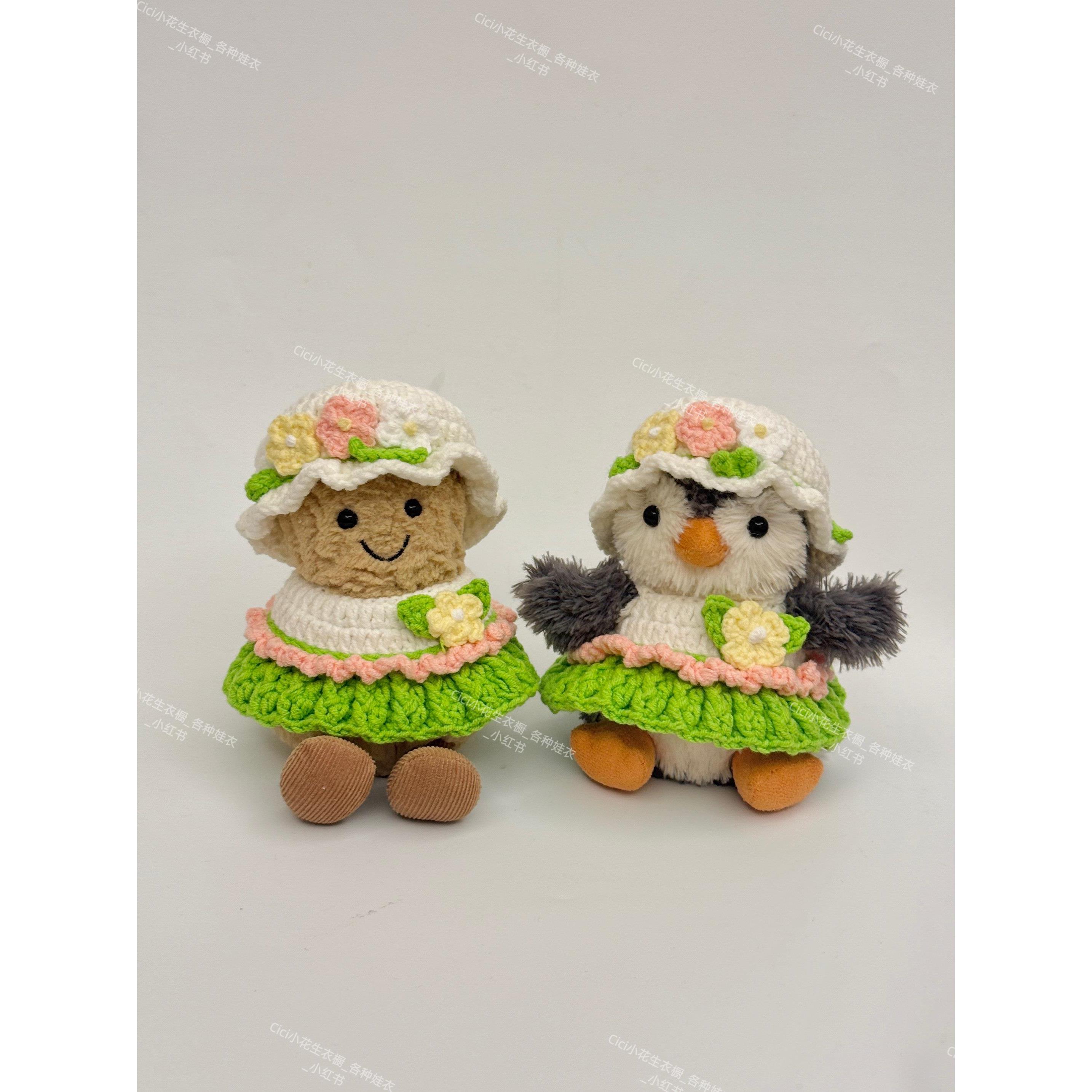 jellycat娃衣趣味花生企鹅挂件公仔尺寸立体花朵连衣裙帽子手工定图片