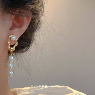 SUGAR 法式复古不对称珍珠耳环女轻奢气质高级感独特个性耳饰女