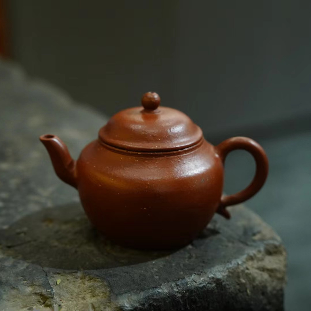 80年代台湾定制全手精工紫砂壶原矿老朱泥 工夫泡茶小品莲子壶65c