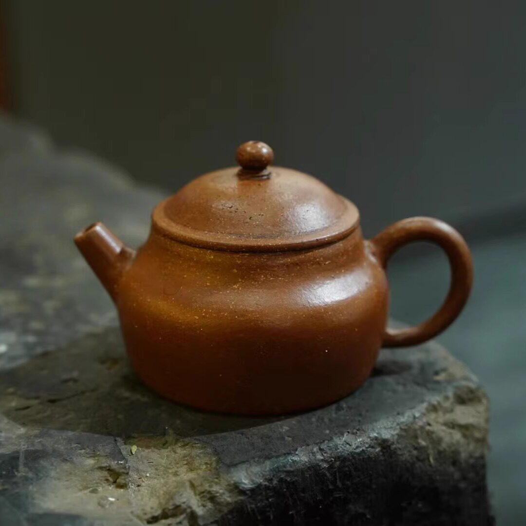 80年代日本回流紫砂壶全手工老桃花泥 经典巨轮珠壶工夫茶小品95C