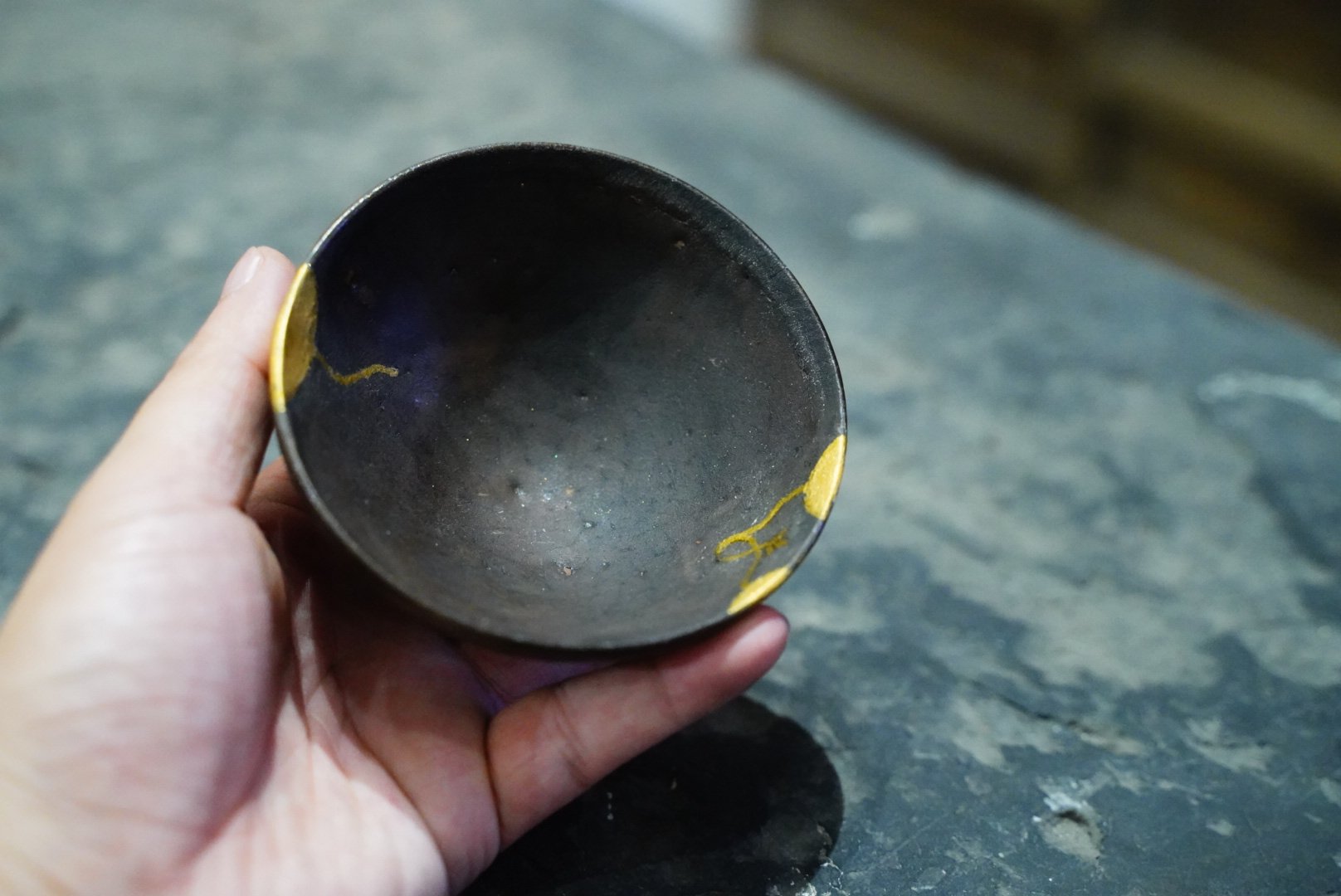 古器物一善茶道南宋时期 黑釉兔毫正宗水吉建盏 少见高足折口茶盏