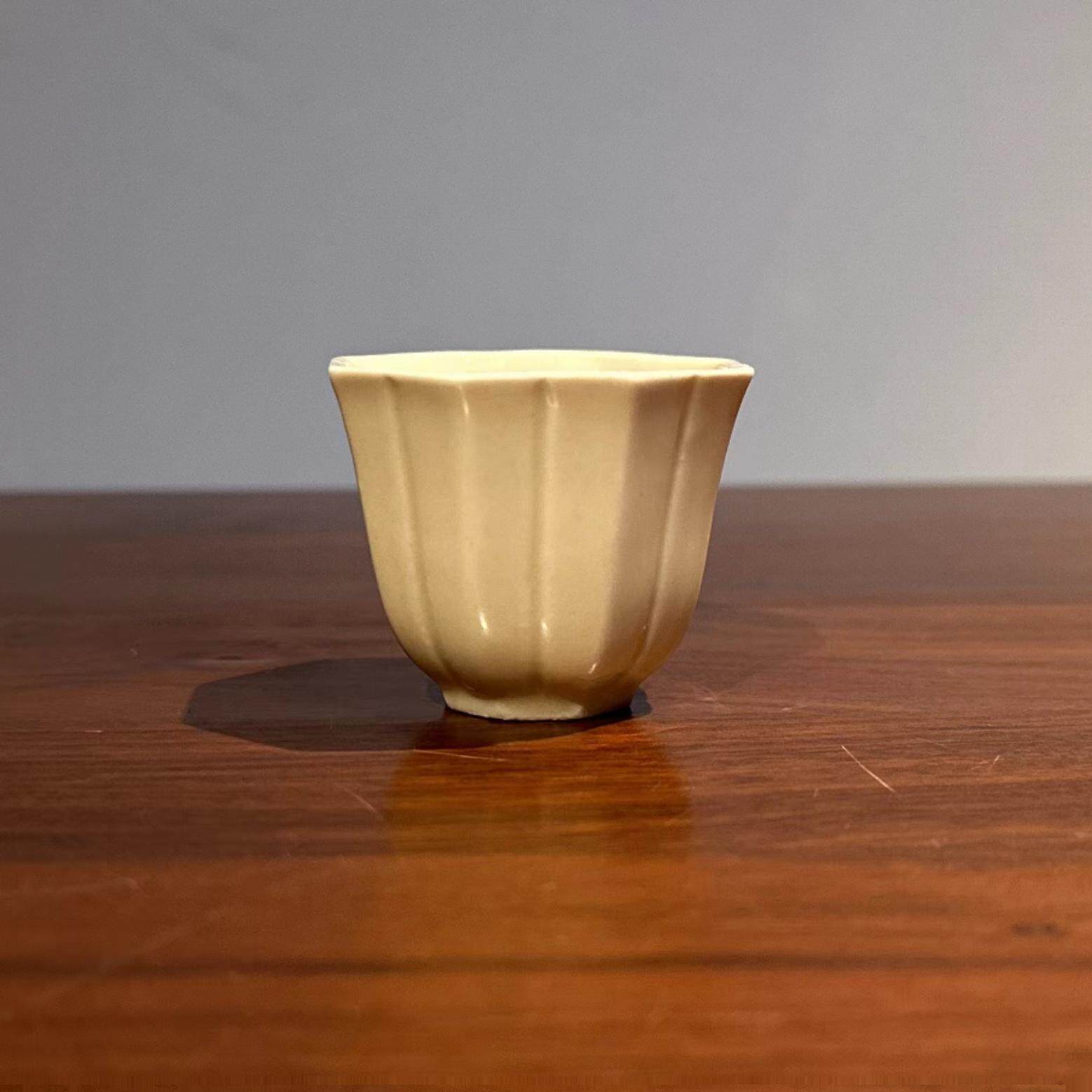 90年代老德化窑白瓷 象牙白工夫茶席利器 定白温润如玉品茗八方杯