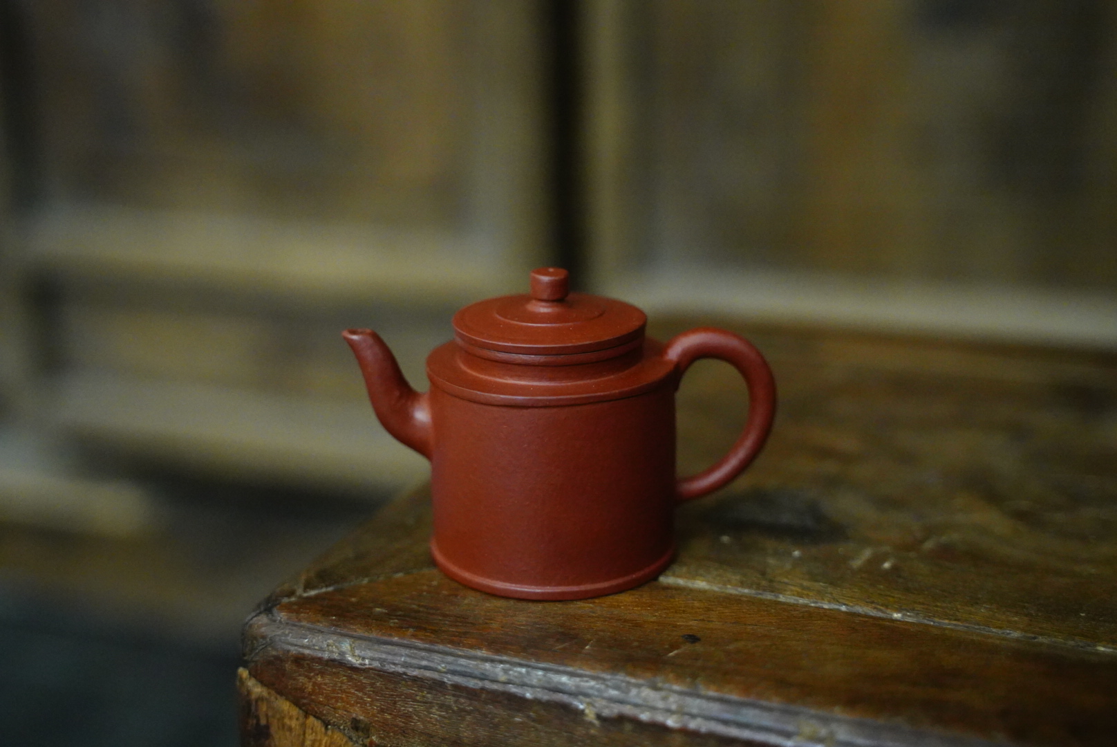 90年台湾定手工紫砂 经典文式小品系列 原矿大红袍老料洋桶壶110c