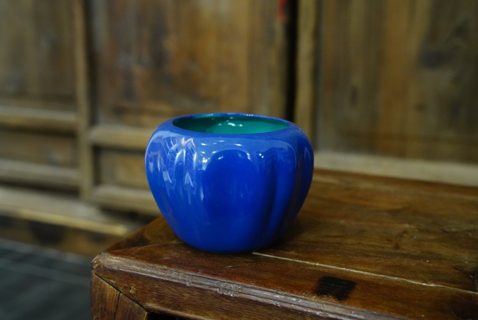 天蓝色渣斗紫砂上釉水盂茶建水
