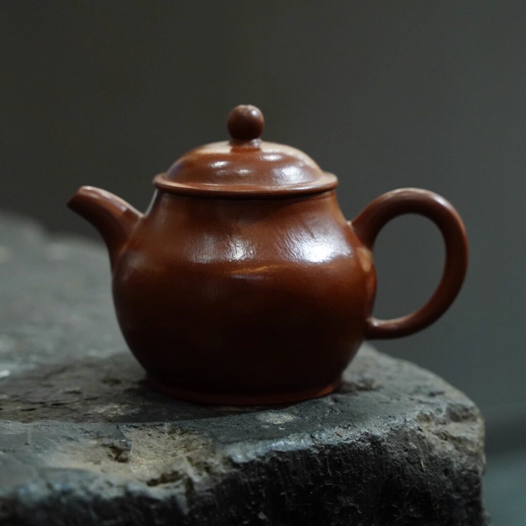 80年代台湾定制紫砂壶 純正老朱泥料经典潘壶孟臣款 工夫小品130c