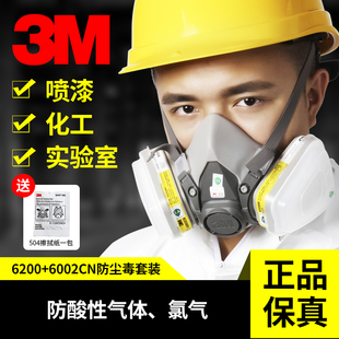 防毒面具防酸性气体防毒面罩实验室用过滤式 6002套装 3M6200 正品