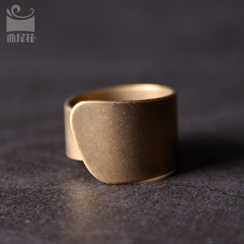 原创设计简约黄铜素戒指环男 复古磨砂百搭 潮流个性食指戒饰品女