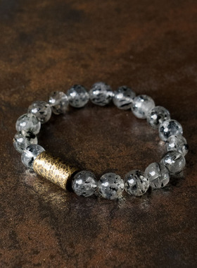 原创设计简约天然水晶云母手链女款 个性新潮百搭复古串珠手串男