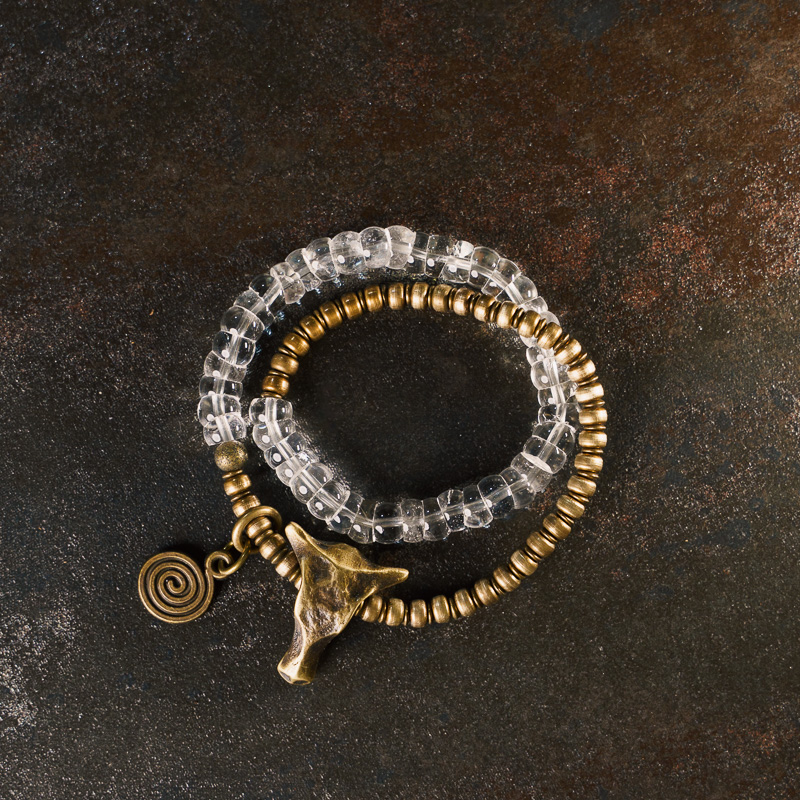 非鱼之家天然白水晶蒜瓣造型手饰