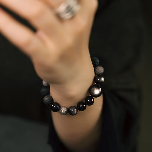 非鱼之家原创手工银曜石手串饰品