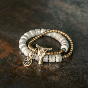 曲尾花小众设计黄铜牛头造型手串男 牛骨手链手饰品 原创复古个性