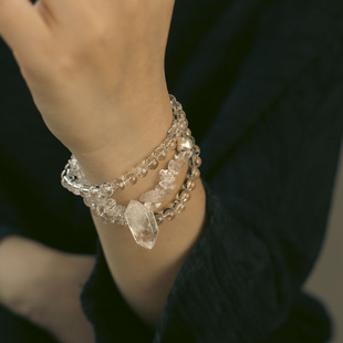 非鱼之家原创设计多层白水晶手串 简约可项链手链男女生手饰 个性