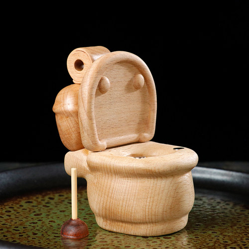 榉木质雕刻马桶卡皮巴拉配件摆件潮玩把玩磁吸可爱创意桌面装饰品