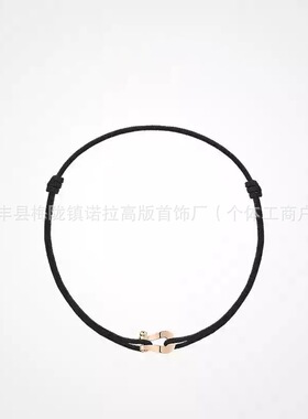 Force10系列迷你18K金小红绳手链迷你光面马蹄扣情侣款马蹄扣手绳