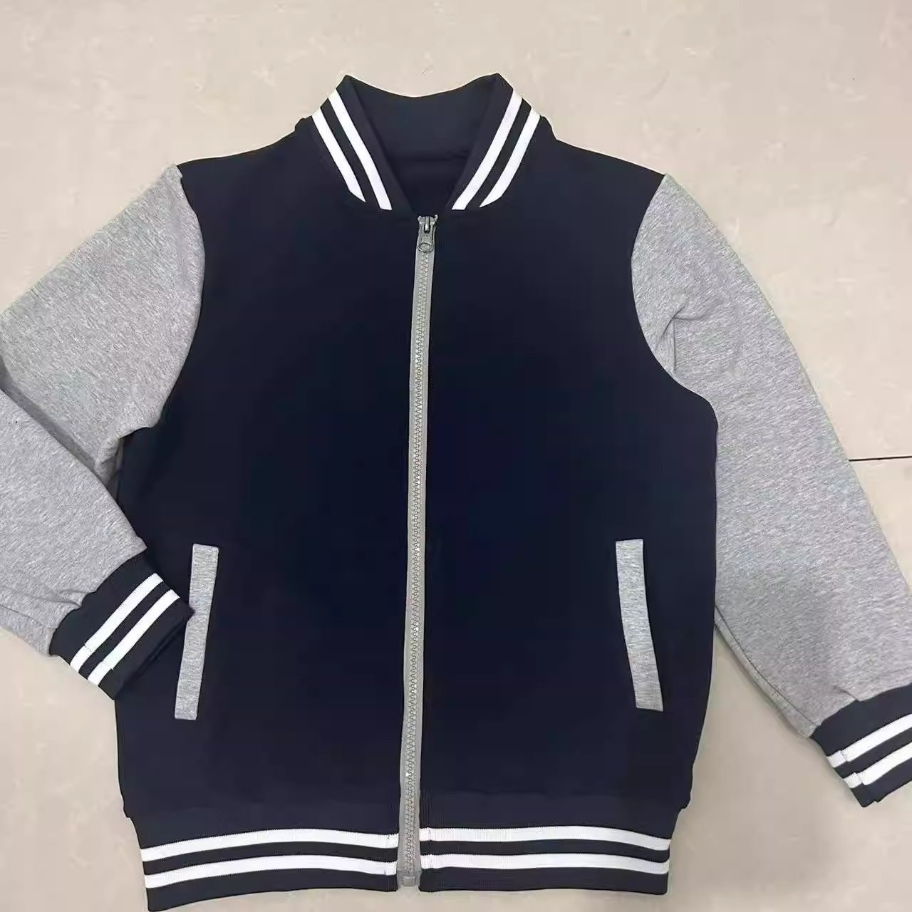 中小学生校服春秋冬纯棉蓝拼灰