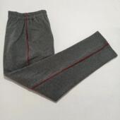 运动裤 定做纯棉加绒加厚深灰色校服裤 直筒加一条酒红牙男女同款