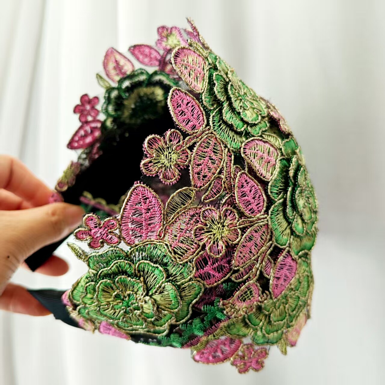 鞠子家原创发饰   17厘米宽刺绣发箍气质民族风复古遮白发头饰