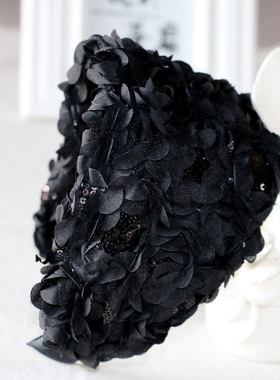 原创手作   纯手工定制名媛风立体亮片花朵 发箍 头箍  四色入~~