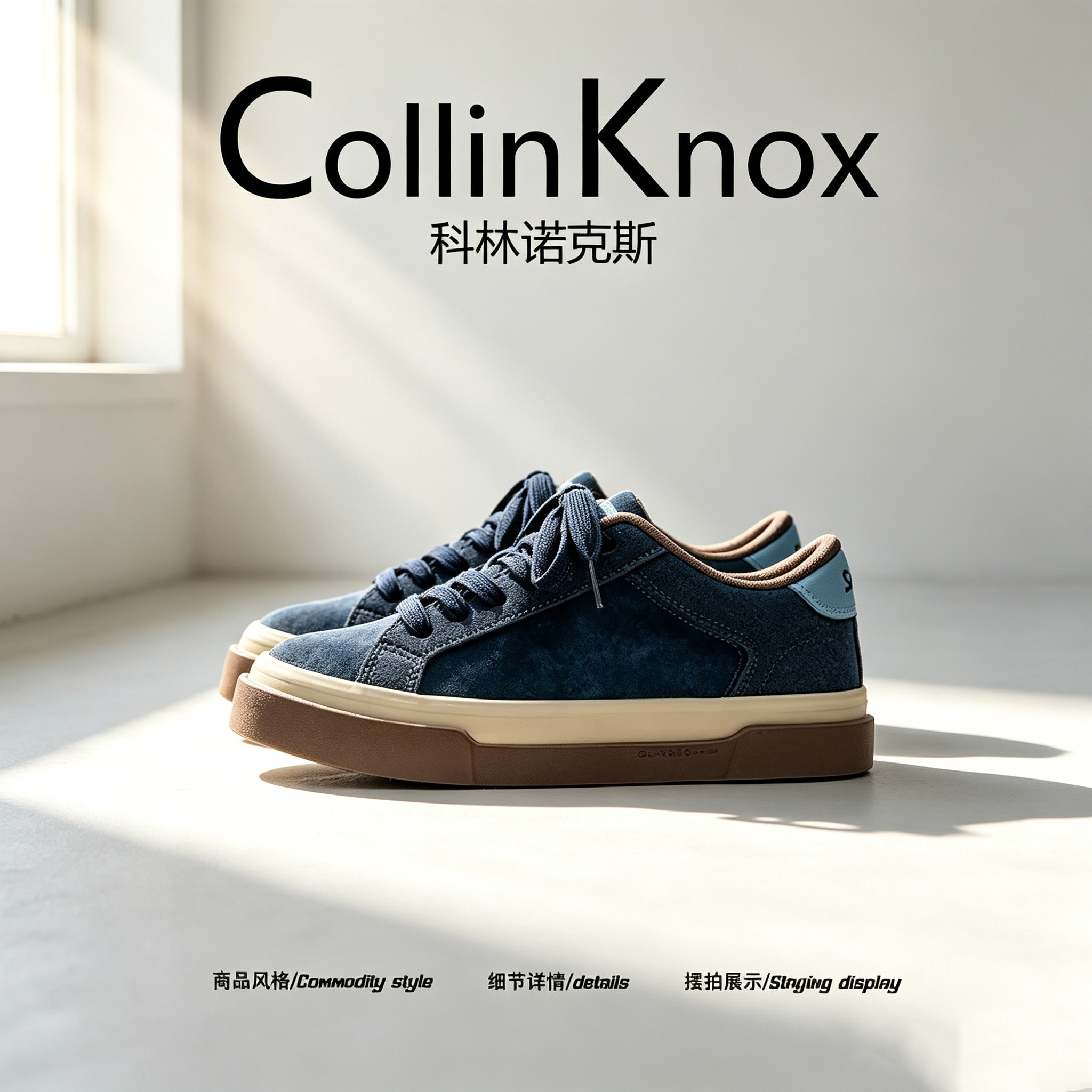 【潮流个性】CollinKnox2026年秋季新款男士板鞋鹿皮绒韩版帆布鞋