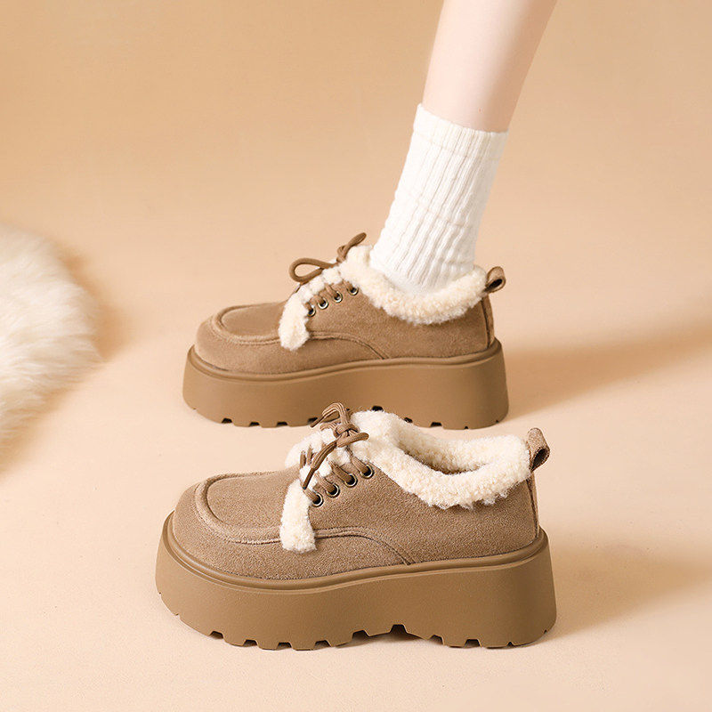 厚底增高加绒加厚雪地靴女款2025新款秋冬保暖毛毛棉鞋复古勃肯鞋
