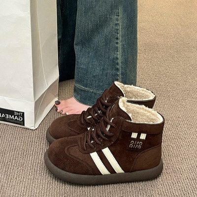 女鞋美拉德加绒运动鞋2025新款冬季高帮德训鞋户外保暖棉鞋雪地靴