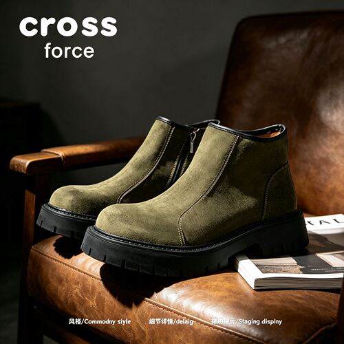 【一眼吸睛】Crossforce秋季做旧绒感切尔西短靴男侧拉链马丁靴