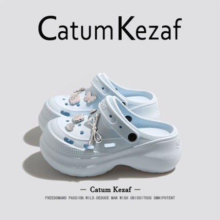 [俏皮可爱]美国CatumKezaf云朵洞洞鞋女款夏季外穿厚底沙滩凉拖鞋