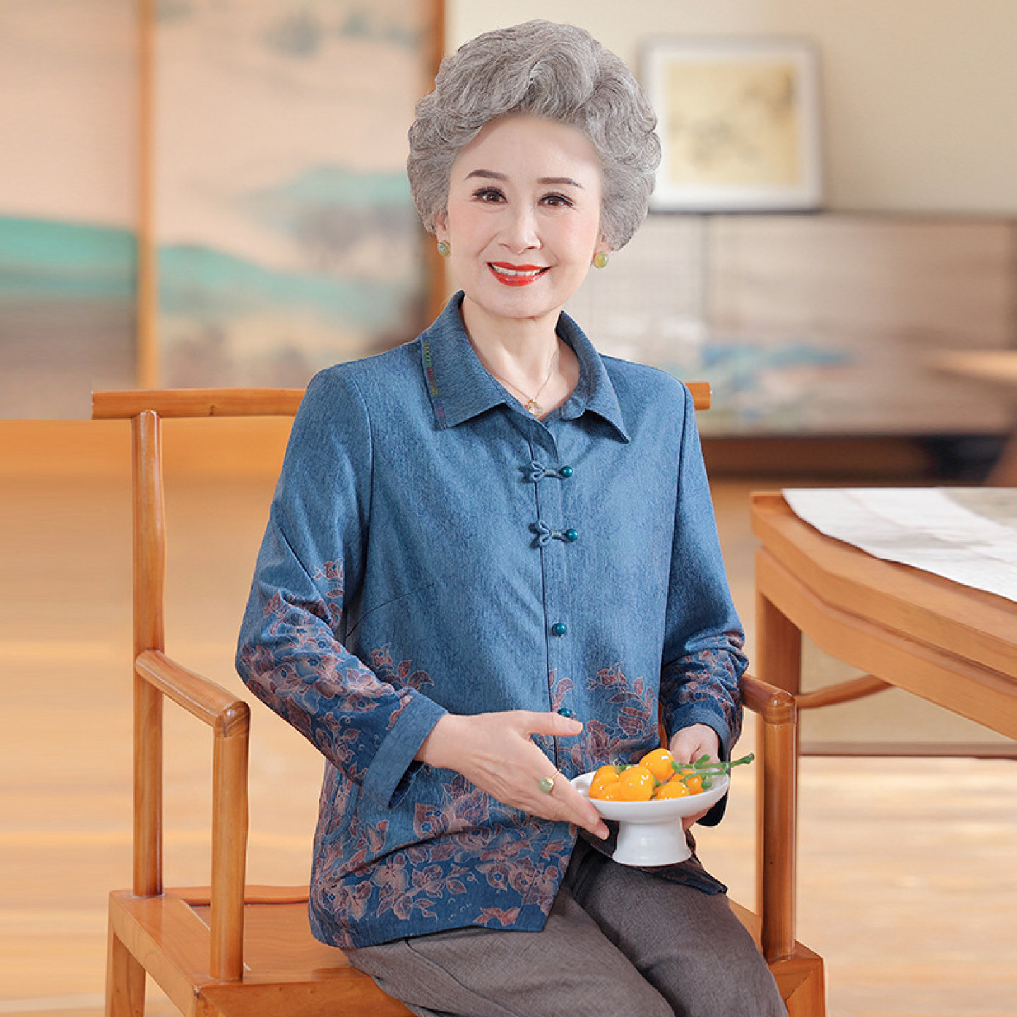 【100%桑蚕丝】套装冰凉妈妈上衣中老年人奶奶夏装衬衫女开衫真丝
