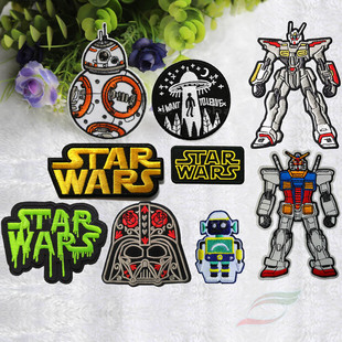 熨烫星球机器人外星人徽章DIY刺绣背胶布贴补丁贴B622贴花修补贴