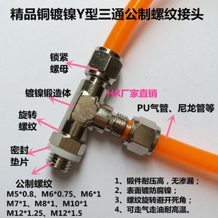 0.75 PD公制螺纹锁母接头 M12 三通快拧接头