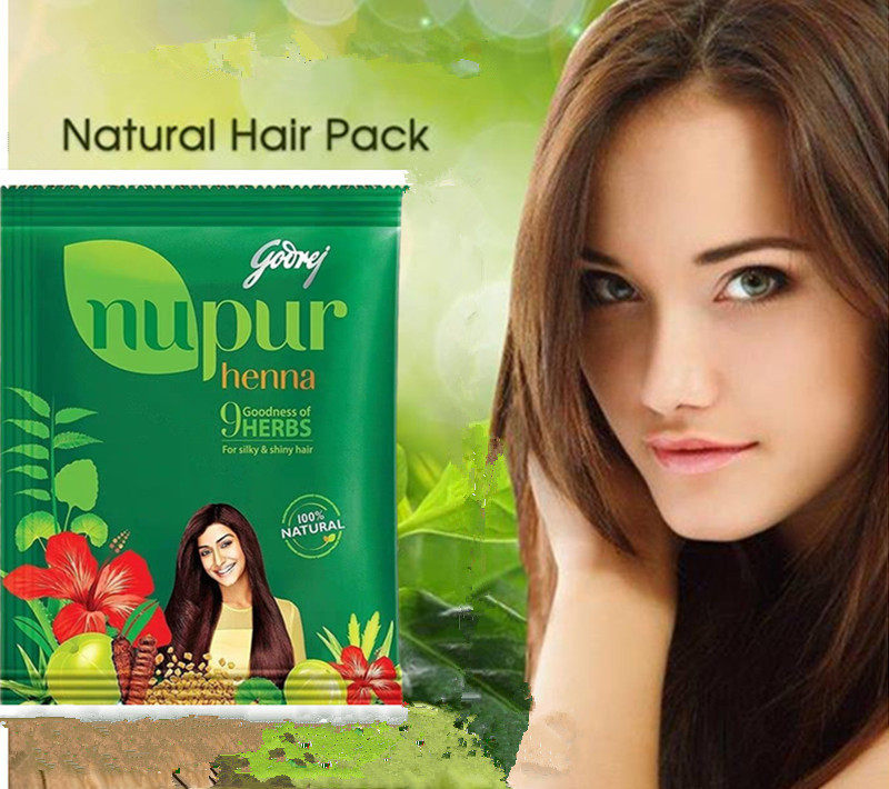 godrej nupur印度纯植物海纳天然养发栗棕酒红遮盖白头发粉零过敏