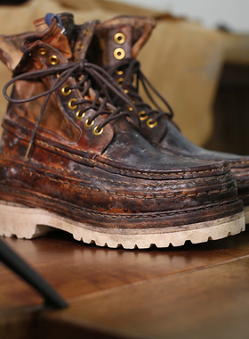 VISVIM UNCLE GUI  GRIZZLY BOOTS 做旧腰果花增高厚底复古马丁靴