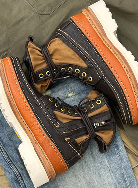 VISVIM UNCLE GUI 25SS 复古休闲马丁靴鞋王拼接增高厚底登山潮靴