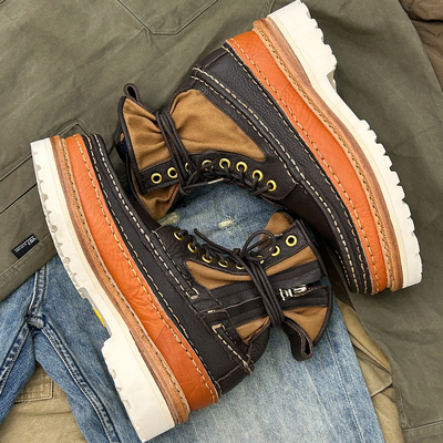 VISVIM UNCLE GUI 25SS 复古休闲马丁靴鞋王拼接增高厚底登山潮靴